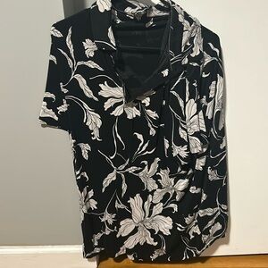 EXPRESS DRESS SHIRT BLACK AND WHITE FLORAL XL
